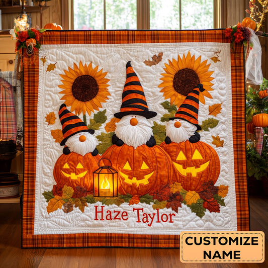 Autumn Gnome WN2907010CL Personalized Baby Quilt