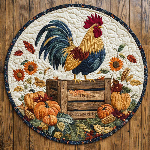 Colorful Rooster CQ1005012CL Quilted Round Mat