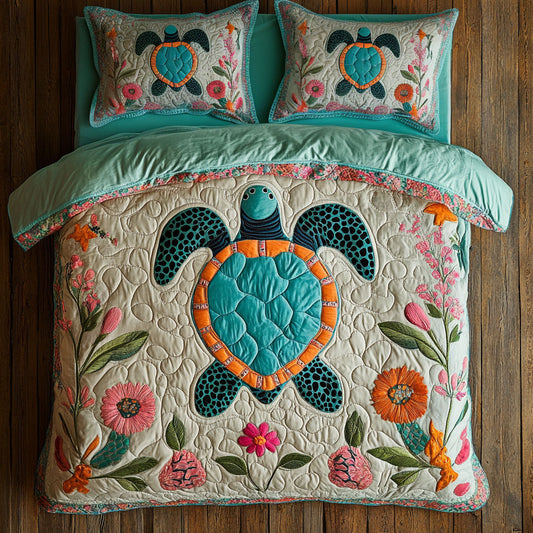 Floral Wreath Turtle WY1108071CL Duvet Cover Set