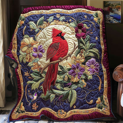 Cardinal In Flower Wreath WY2312012CL Quilt