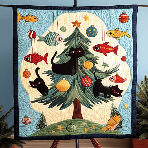 Christmas Catch Black Cat WN1411075CL Quilt