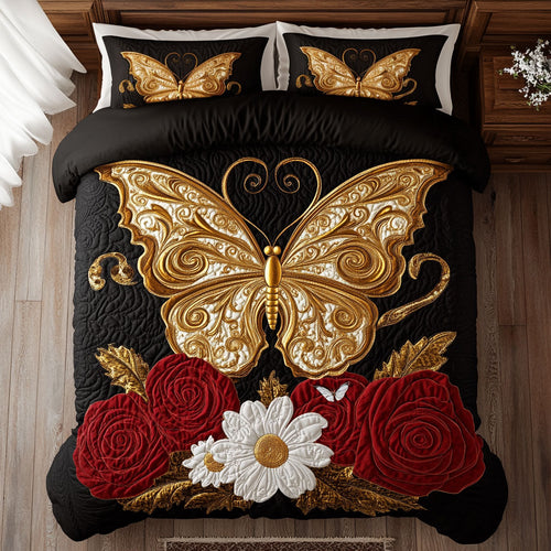 Butterfly In Red Rose WY0502097CL Duvet Cover Set
