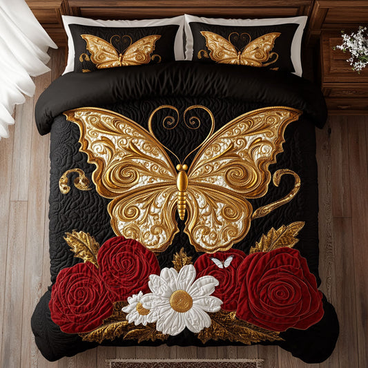 Butterfly In Red Rose WY0502097CL Duvet Cover Set