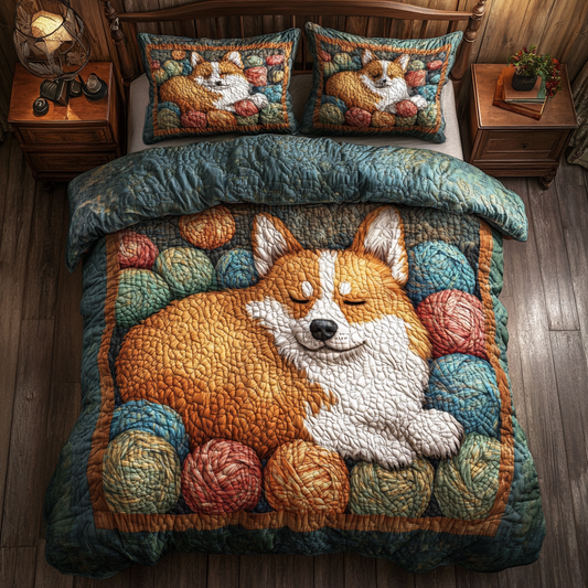 Cute Corgi Yarn WY1001037CL Duvet Cover Set