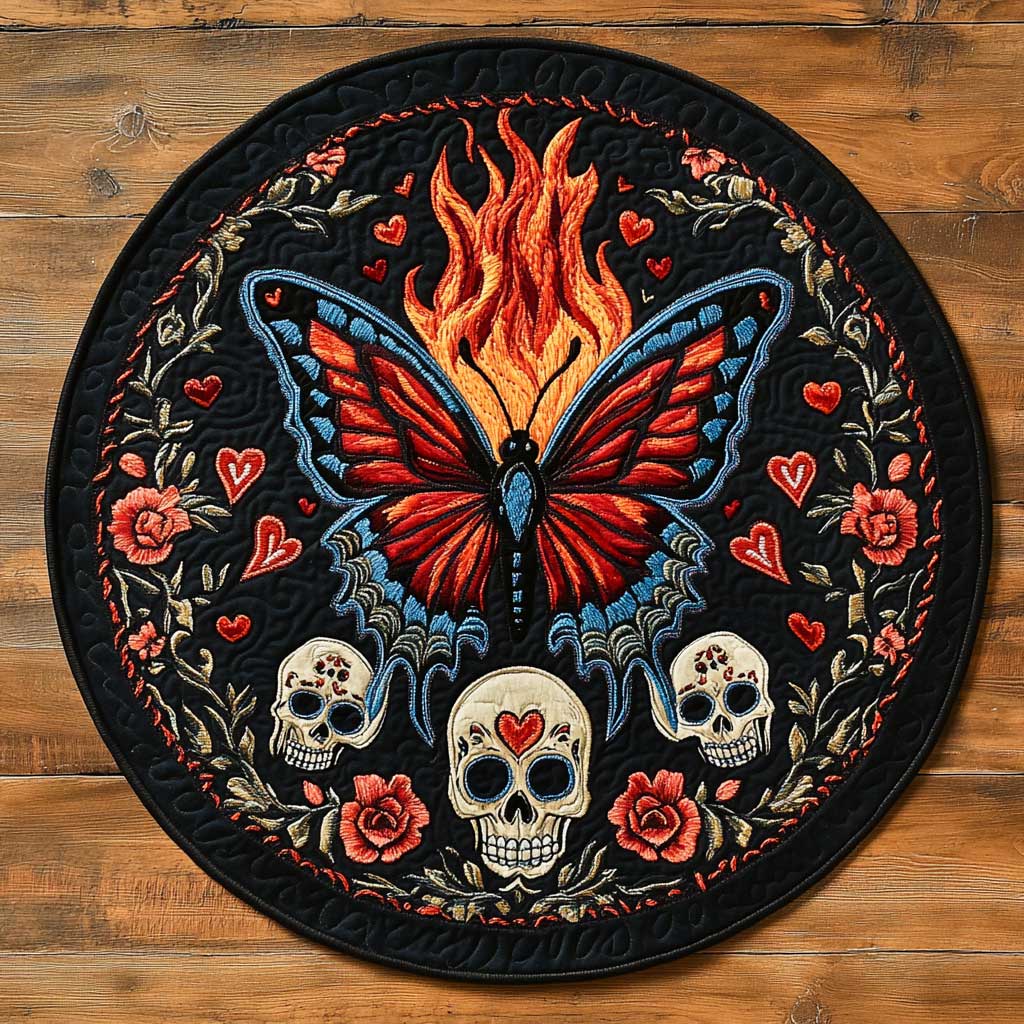 Fire Butterfly WN2504021CL Quilted Round Mat