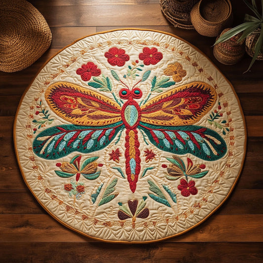 Whimsical Dragonfly WY1706068CL Quilted Round Mat