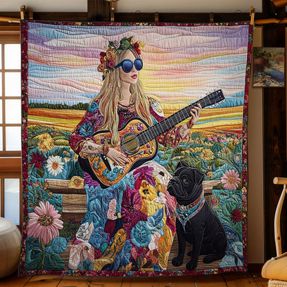 Hippie Girl And Dog WY0801033CL Quilt