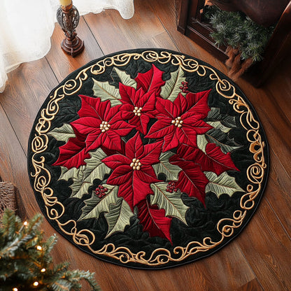 Red Velvet Poinsettia WY3004031CL Quilted Round Mat