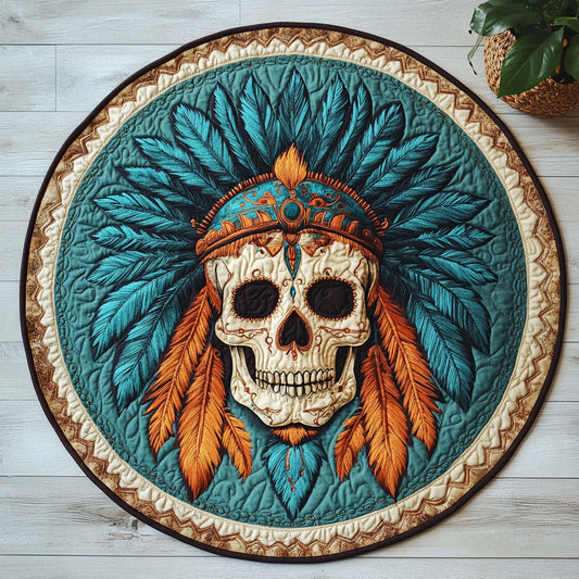 Tribal Skull CW0107048CL Quilted Round Mat