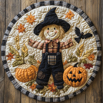 Happy Harvest Scarecrow WY0108094CL Quilted Round Mat