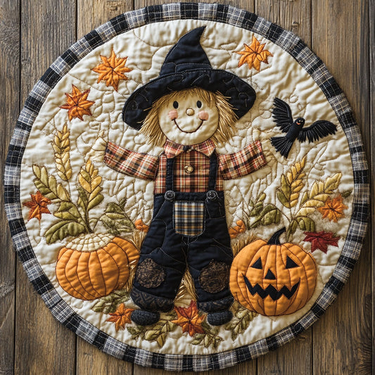 Happy Harvest Scarecrow WY0108094CL Quilted Round Mat