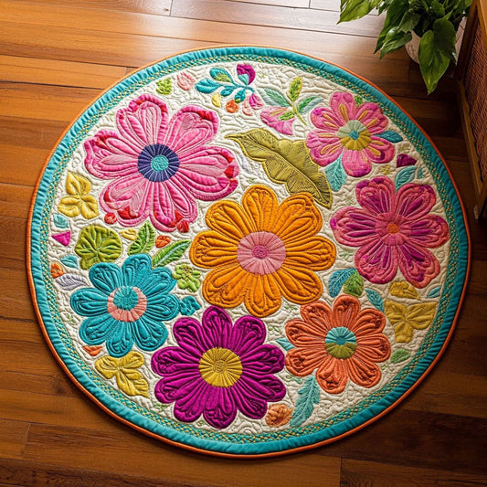 Joy Flower WN0808049CL Quilted Round Mat