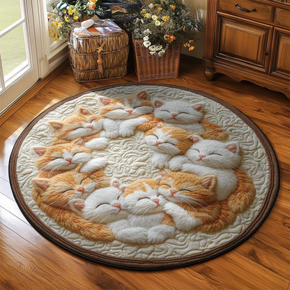 Peaceful Cat Circle WN2203065CL Quilted Round Mat
