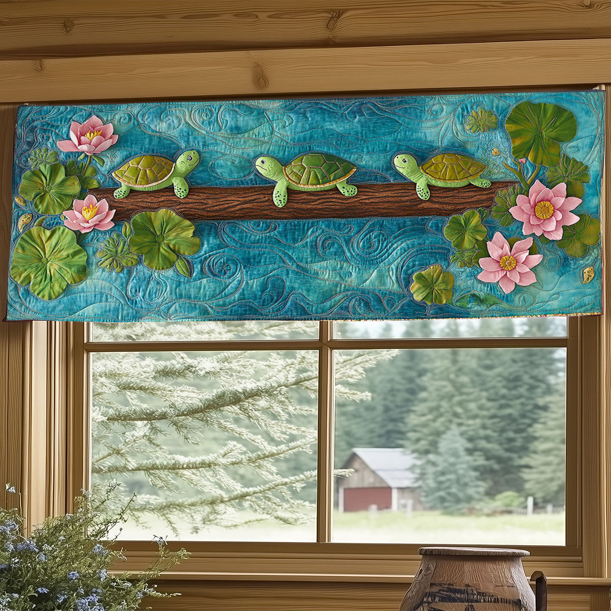 Lotus Turtle WJ2804017CL Quilted Valance