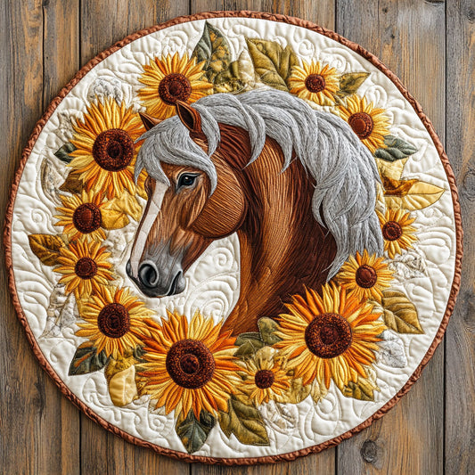 Sunflower Horse CP1306019CL Quilted Round Mat