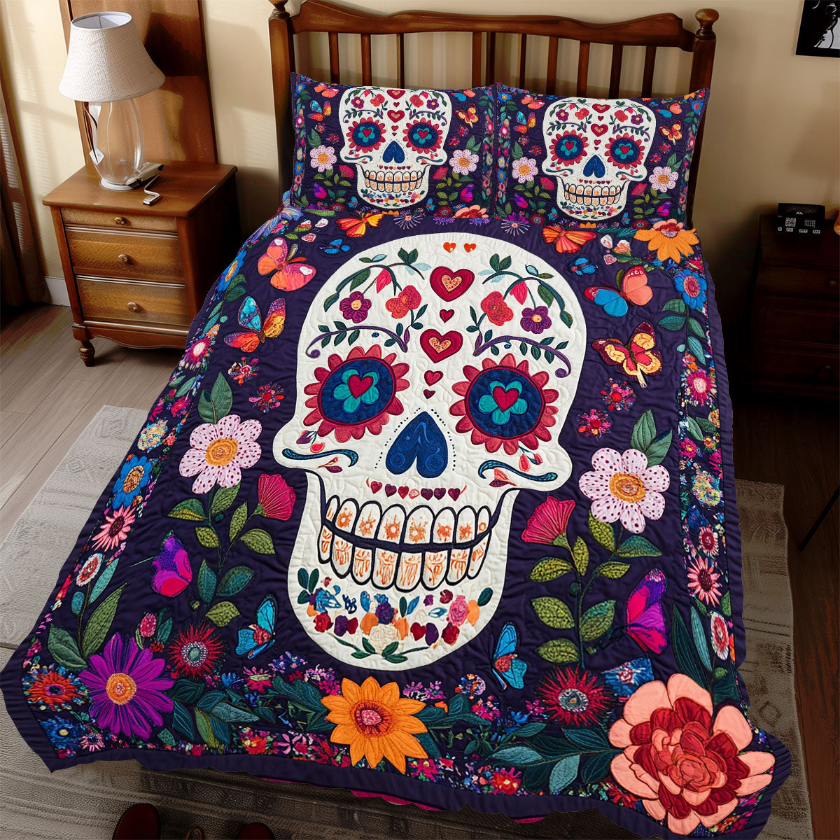Skull Flower WX1612076CL Duvet Cover Set