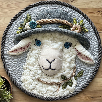 Fluffy Sheep CW0206018CL Quilted Round Mat