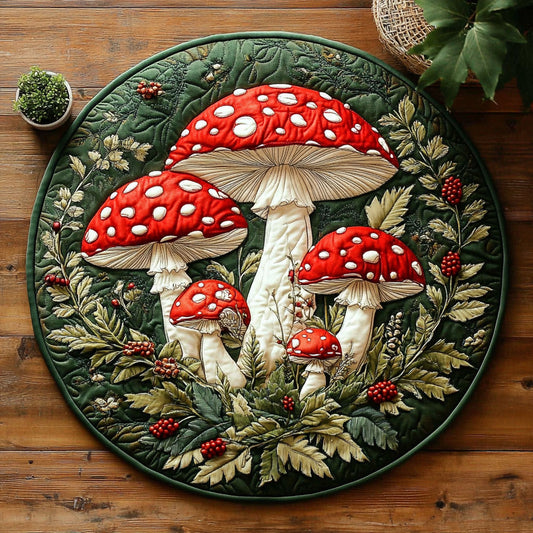 Mushroom Forest CM1804003CL Quilted Round Mat