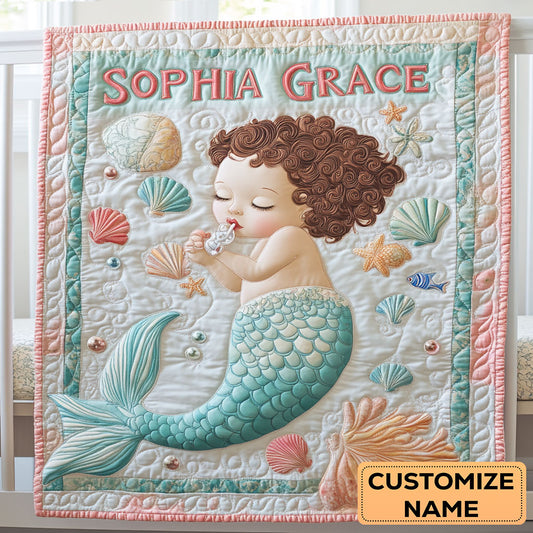 Tiny Ocean Angel WY2607014CL Personalized Baby Quilt
