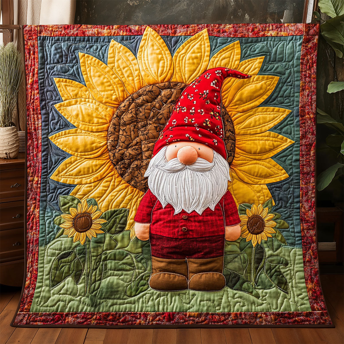 Sunflower Gnome WJ1005007CL Quilt