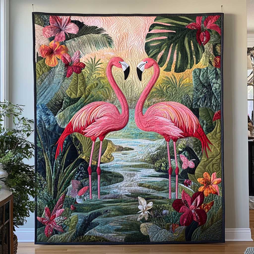 Tropical Flamingo WP2002040CL Quilt