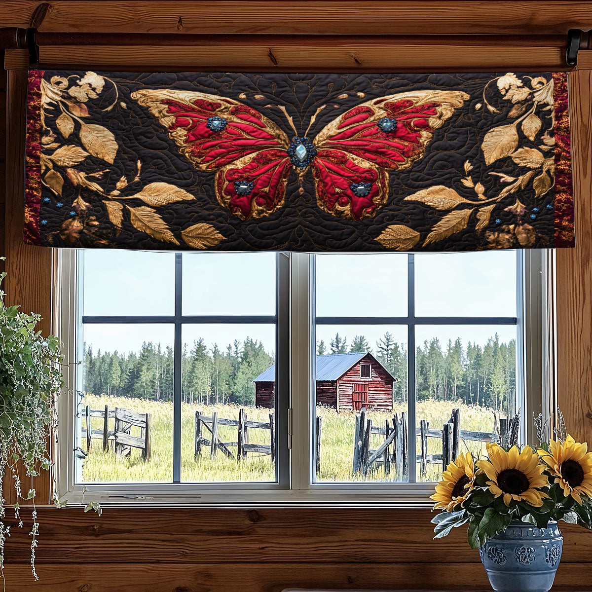 Mystic Velvet Butterfly WY0406036CL Quilted Valance