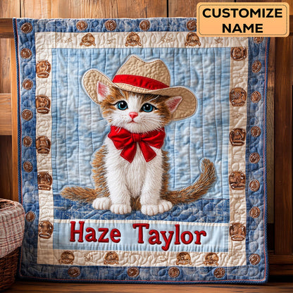 Cowboy Cat WN3007023CL Personalized Baby Quilt