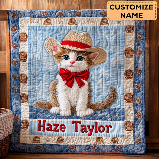 Cowboy Cat WN3007023CL Personalized Baby Quilt
