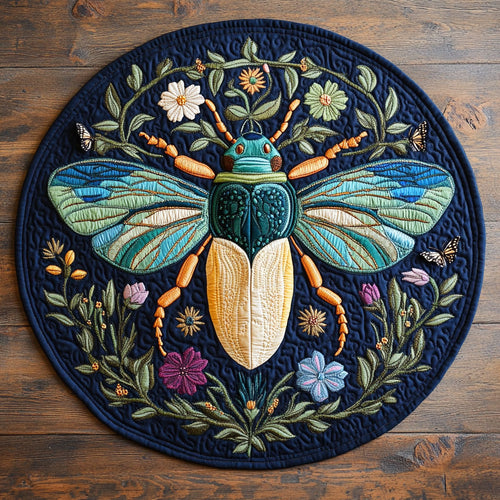 Beautiful Beetle CQ0306046CL Quilted Round Mat
