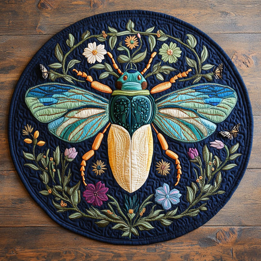 Beautiful Beetle CQ0306046CL Quilted Round Mat