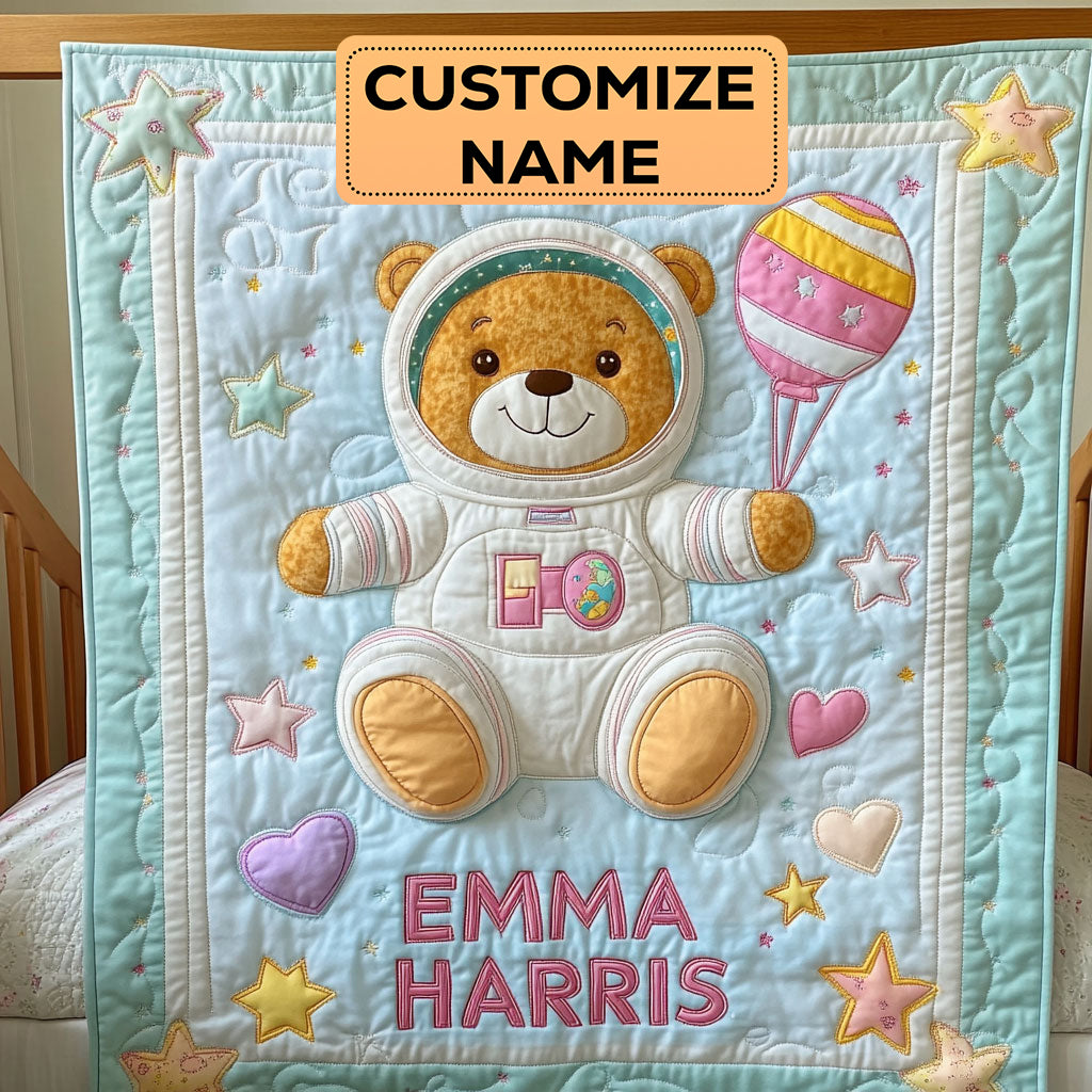 Cosmic Teddy Bear CW2407001CL Personalized Baby Quilt
