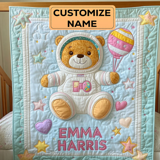 Cosmic Teddy Bear CW2407001CL Personalized Baby Quilt