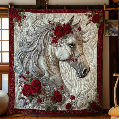 Rose White Horse WY2512025CL Quilt