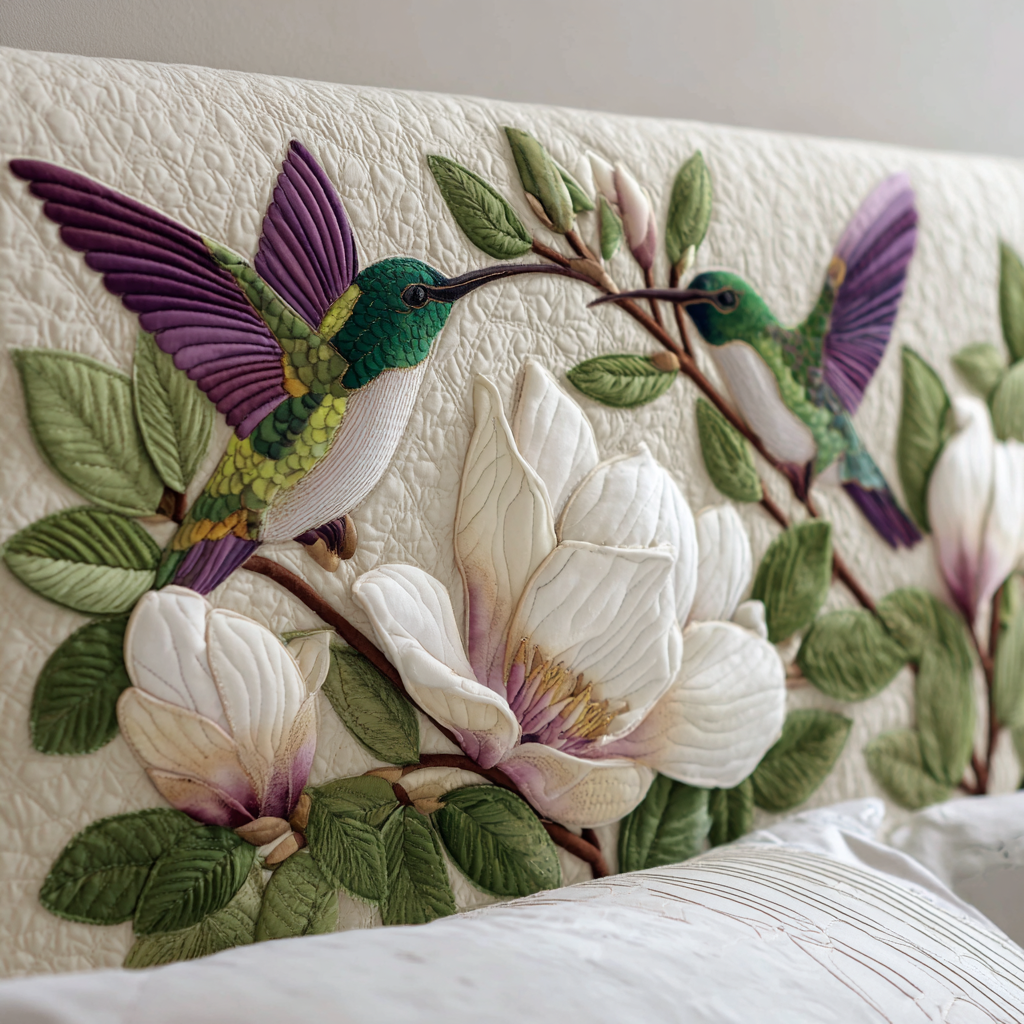 Hummingbird And Magnolias XR1912008CL Quilted Headboard Slipcover