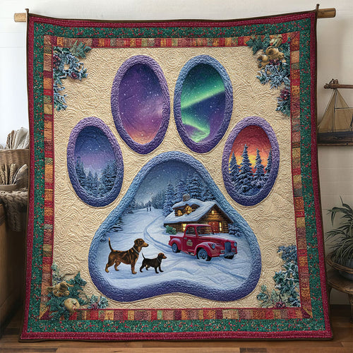 Snowy Trail Dachshund Paw WN0611097CL Quilt