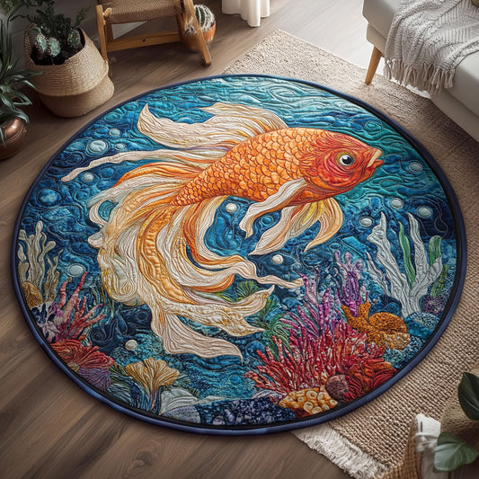 Goldfish Coral WX1005020CL Quilted Round Mat