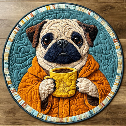 Coffee Pug CP0407008CL Quilted Round Mat