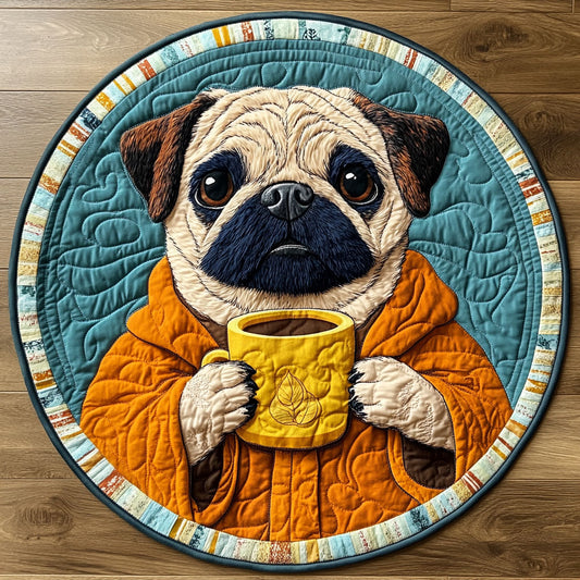 Coffee Pug CP0407008CL Quilted Round Mat