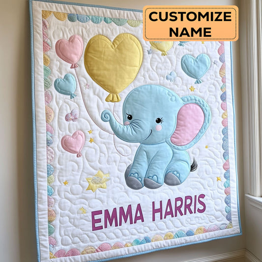Little Balloon Elephant CW2107045CL Personalized Baby Quilt