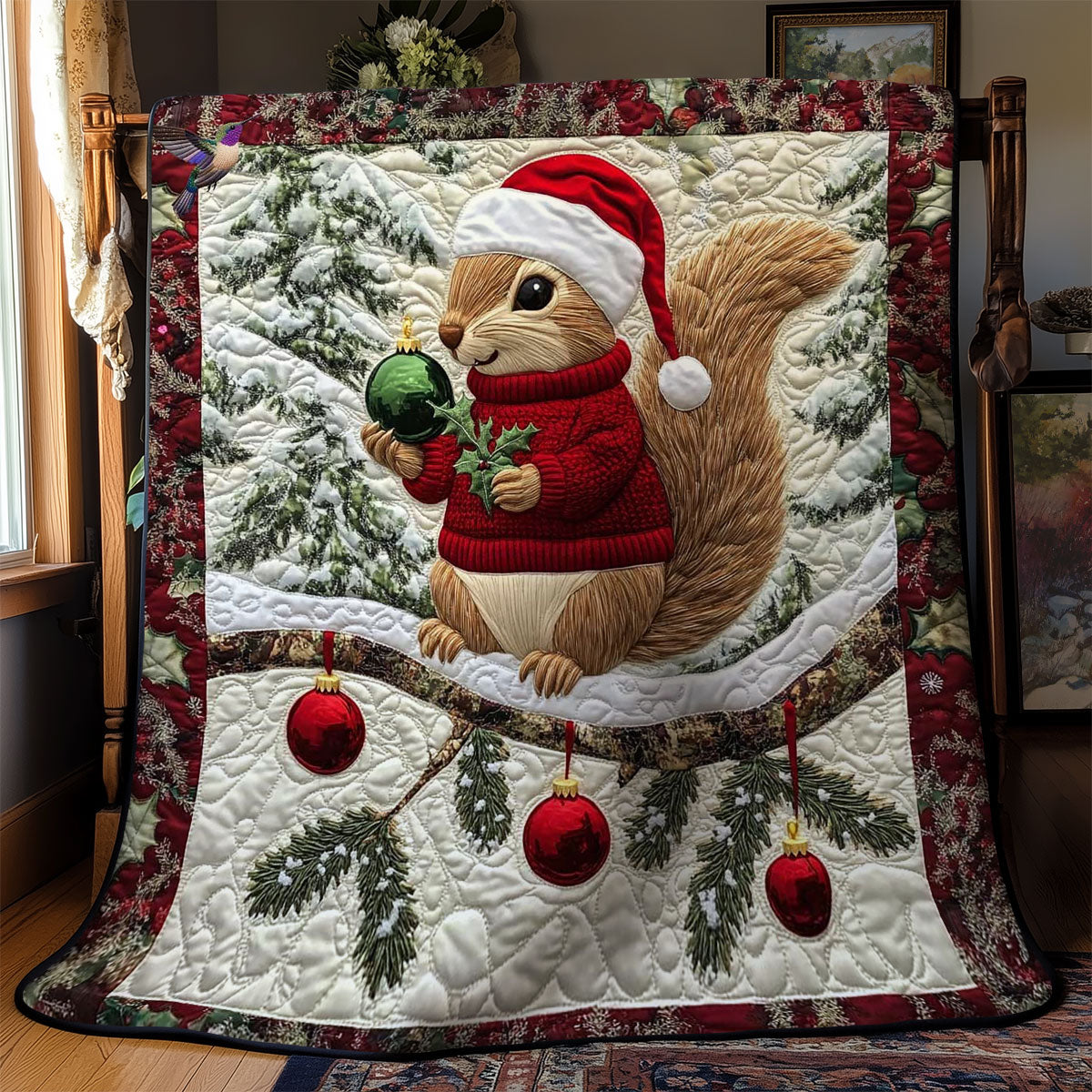 Holly Jolly Squirrel WN0711022CL Quilt