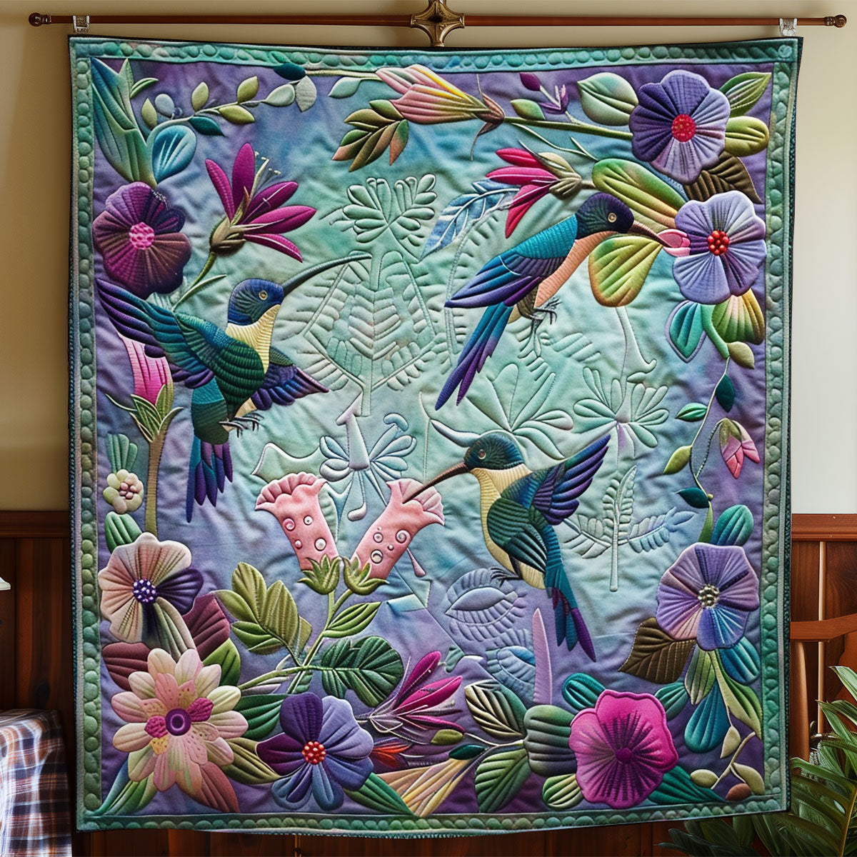 Three Hummingbird WY0801087CL Quilt