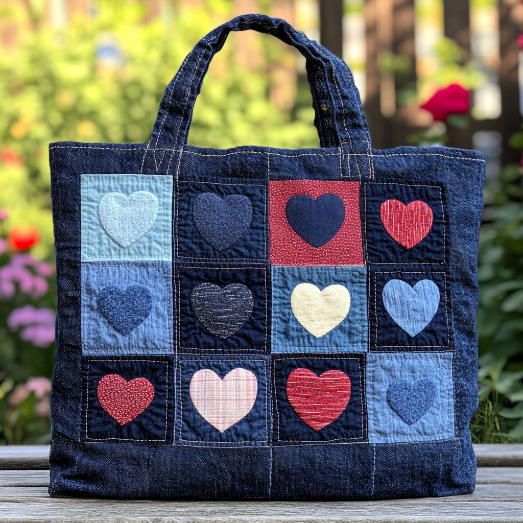 Denim Heart CW1501007CL Quilted Tote Bag