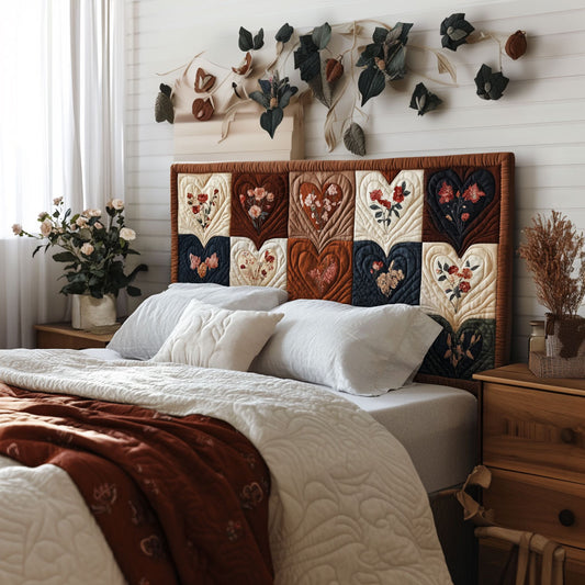 Rustic Love Patch KL2512019CL Quilted Headboard Slipcover