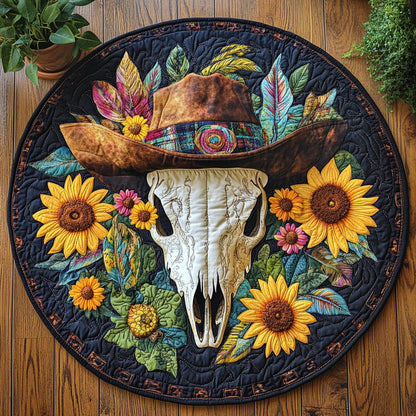 Bull Skull CW1605154CL Quilted Round Mat