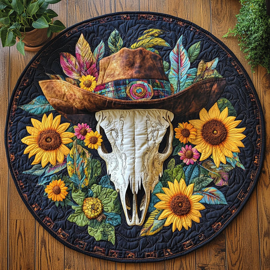 Bull Skull CW1605154CL Quilted Round Mat