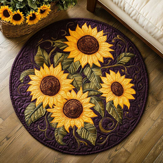 Golden Glow Sunflower WN1903112CL Quilted Round Mat