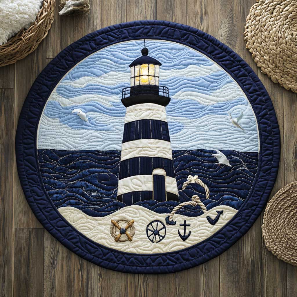 Seafarer’s Lighthouse WN2103068CL Quilted Round Mat