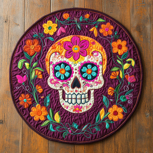 Skull Flower WX1205026CL Quilted Round Mat