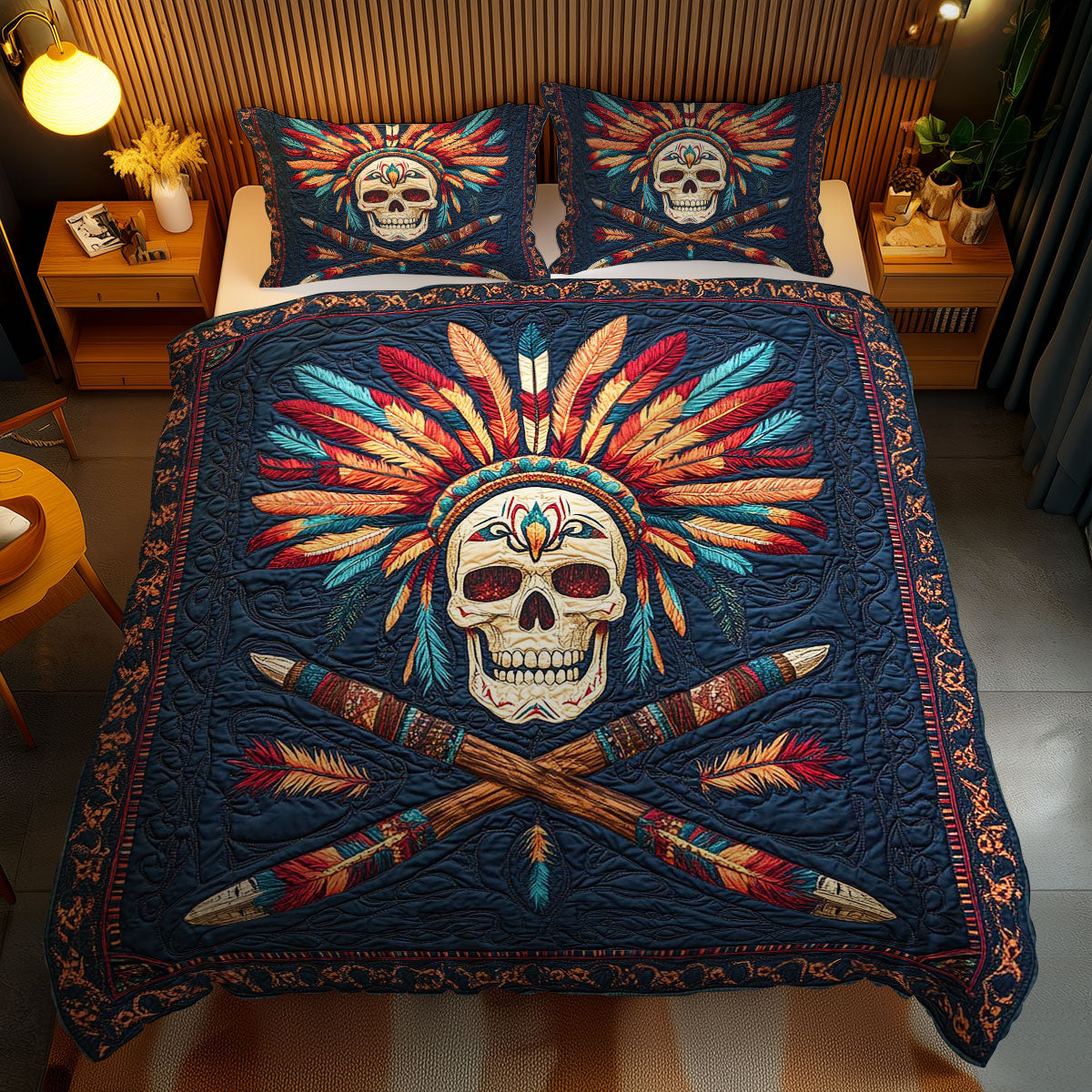 Tribal Skull Warrior WN2101051CL Duvet Cover Set