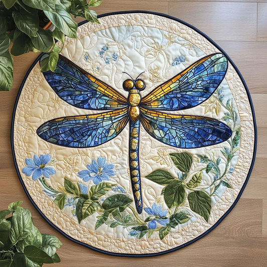 Dragonfly Flower CW2306012CL Quilted Round Mat